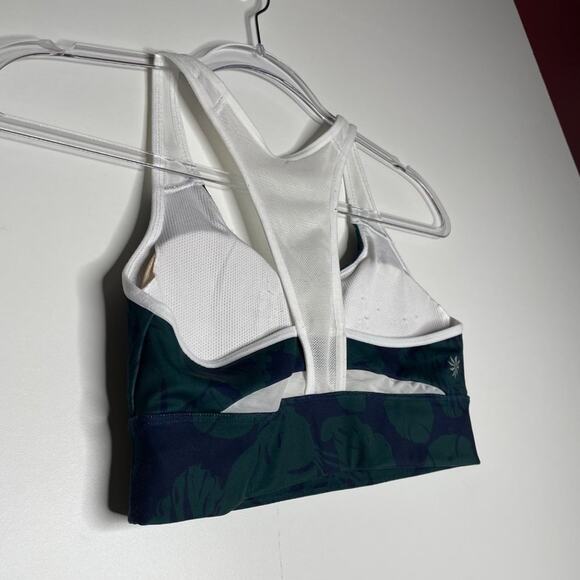 Athleta Womens Sports Bra Size S Green Leaf Pattern Workout Racerback Padded - Picture 8 of 9